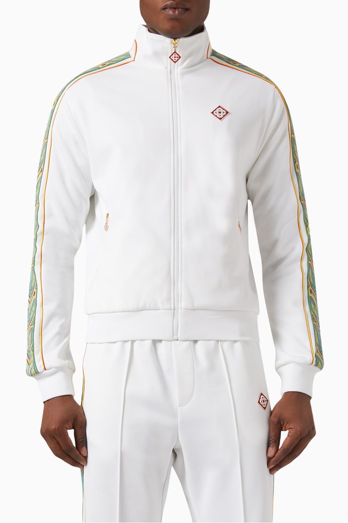 Track Jacket in Polyester Stretch, White