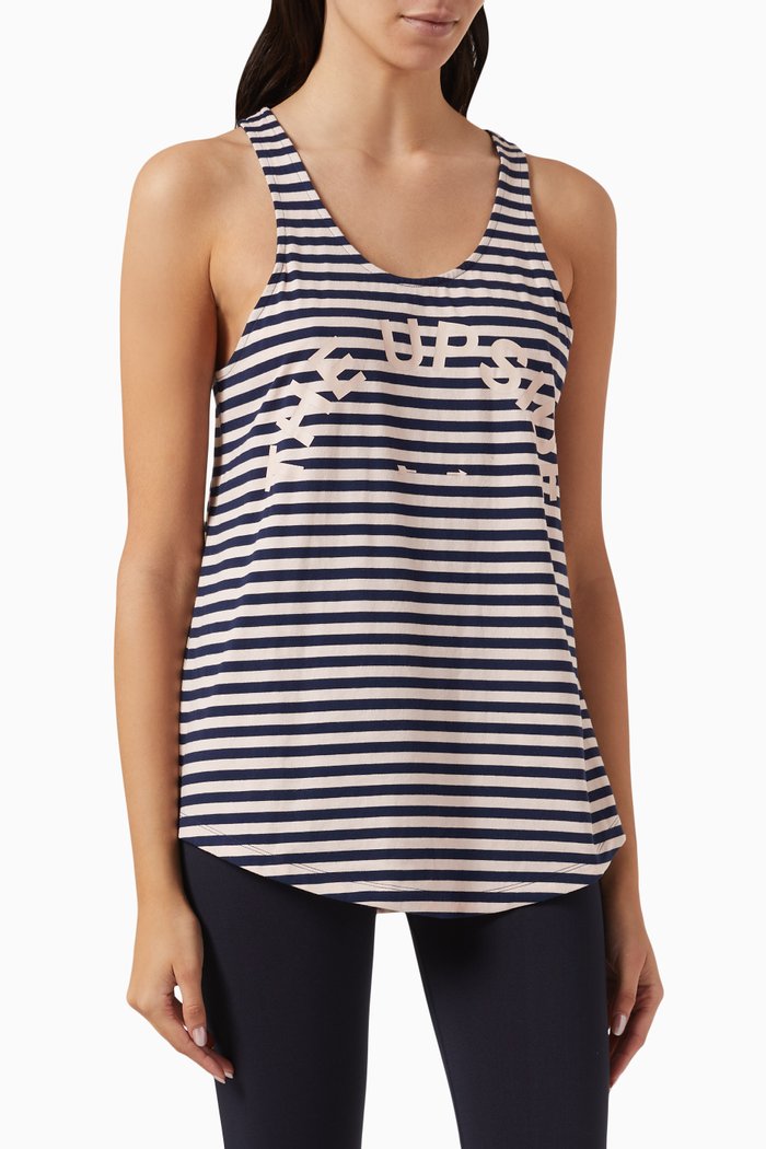 Issy Striped Tank Top in Organic Cotton, Blue
