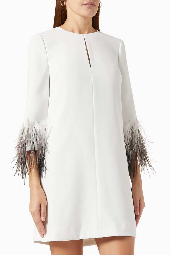 

Kendall Mini Dress in Moss Crepe, White