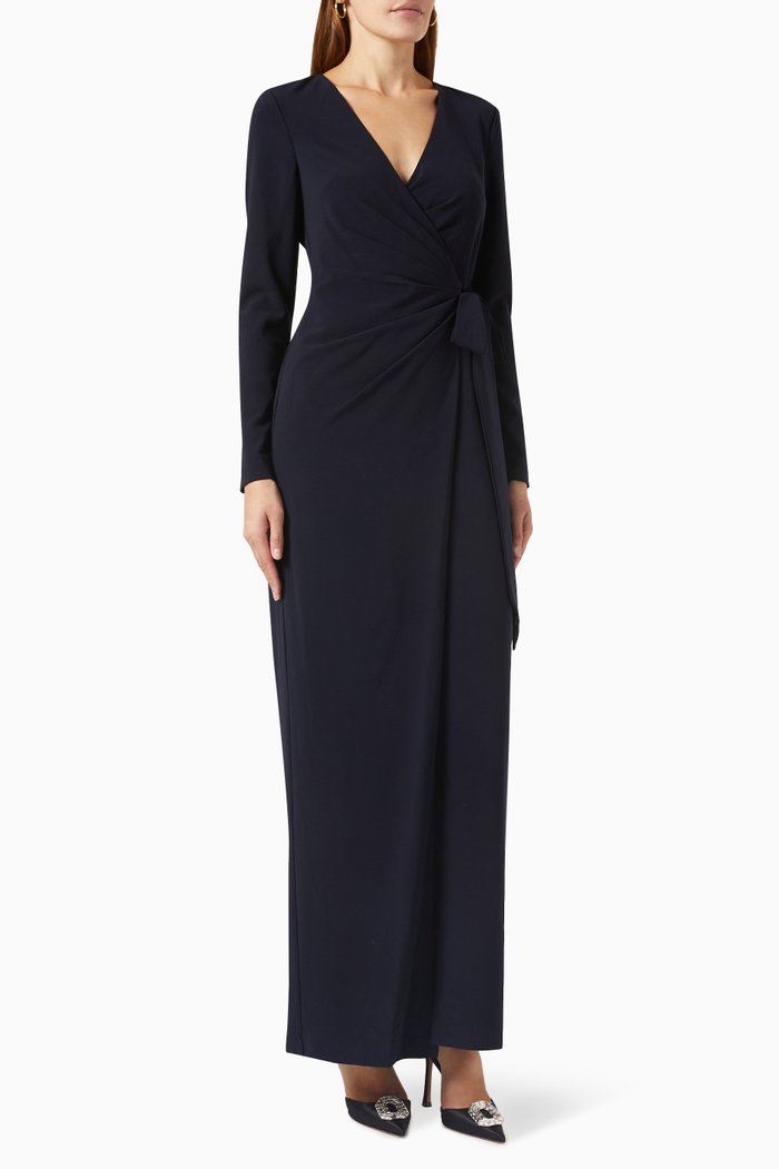Jasmine Gown in Fluid Crepe, Blue