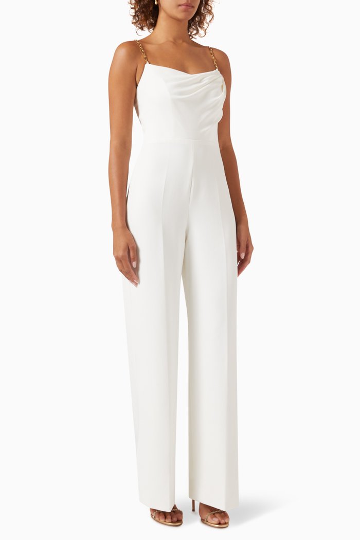 Brea Jumpsuit in Stretch Crepe, White