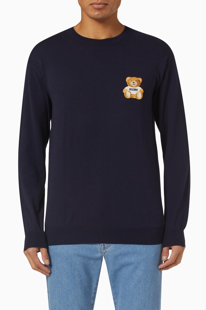 

Teddy Long Sleeve T-shirt in Cotton Jersey, Blue