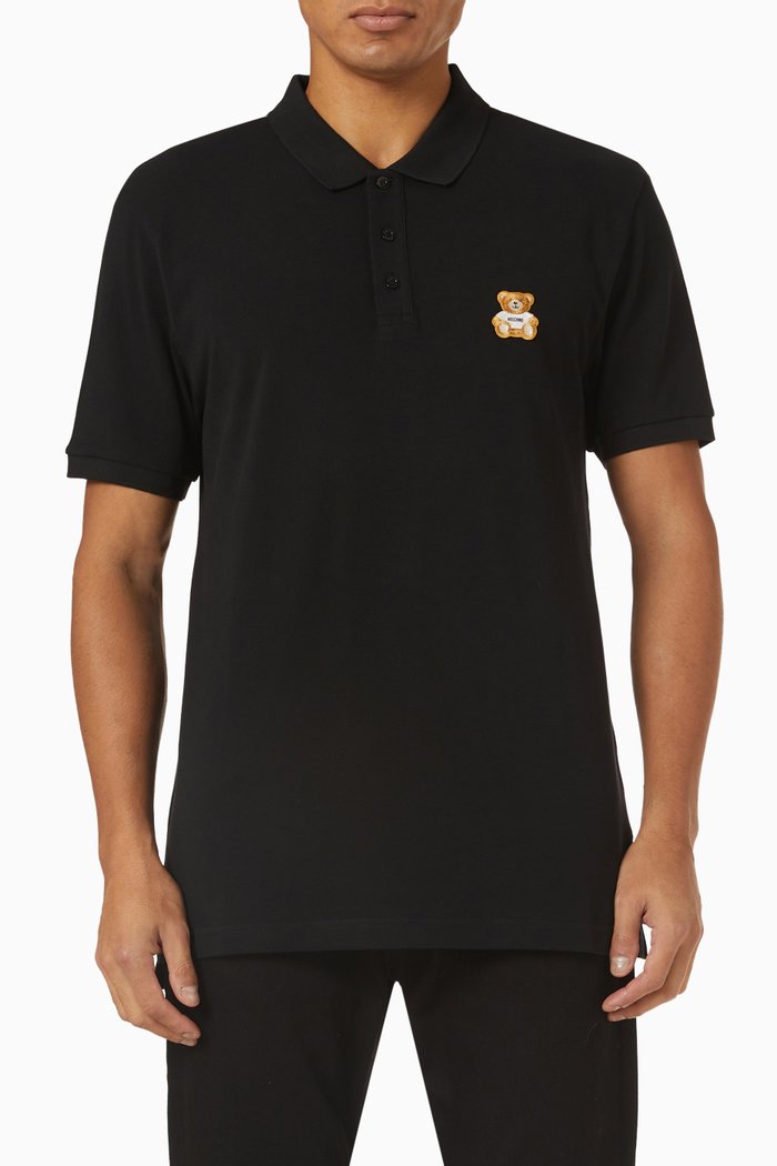 

Teddy Polo Shirt in Cotton Piqué, Black