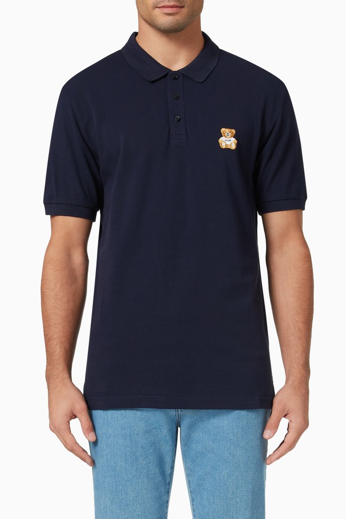 

Teddy Polo Shirt in Cotton Piqué, Blue