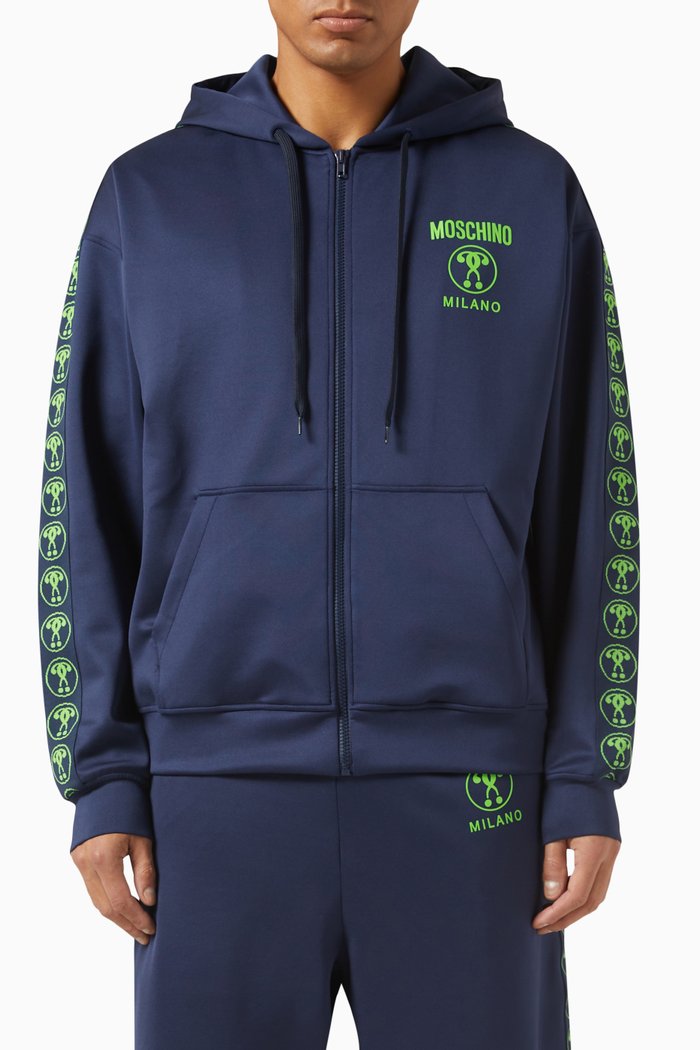 

Double Question Mark Hoodie in Stretch Technical, Blue
