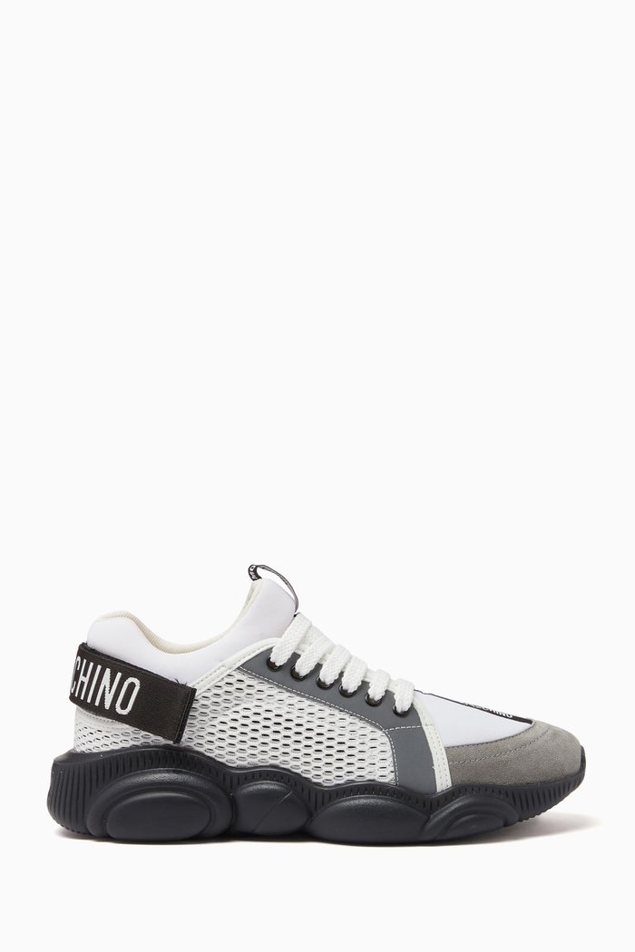 

Teddy Sneakers in Mesh and Leather, Grey