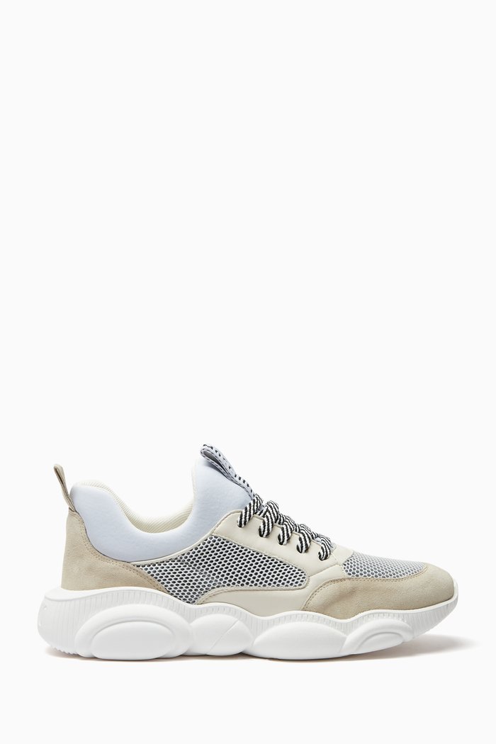 

Running Sneakers in Mesh & Leather, Neutral