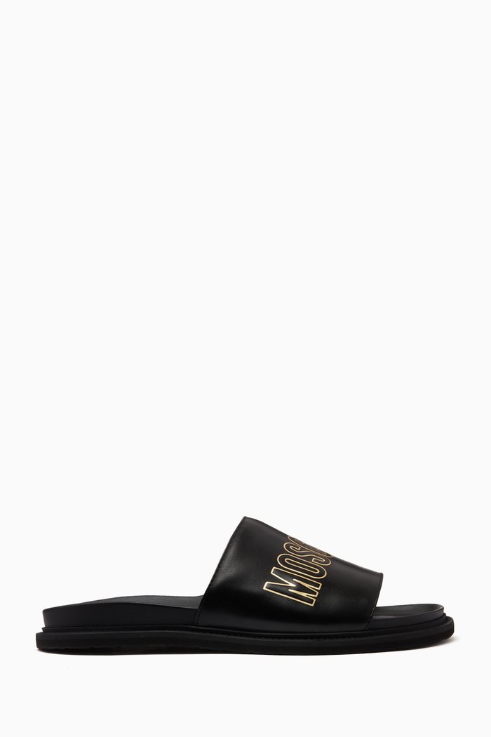 

Logo Slides in Leather, Black