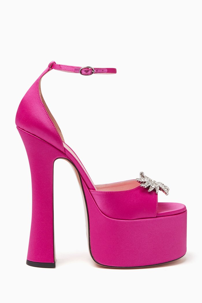 

Rosalia 165 Platform Heel Sandals In Satin, Pink