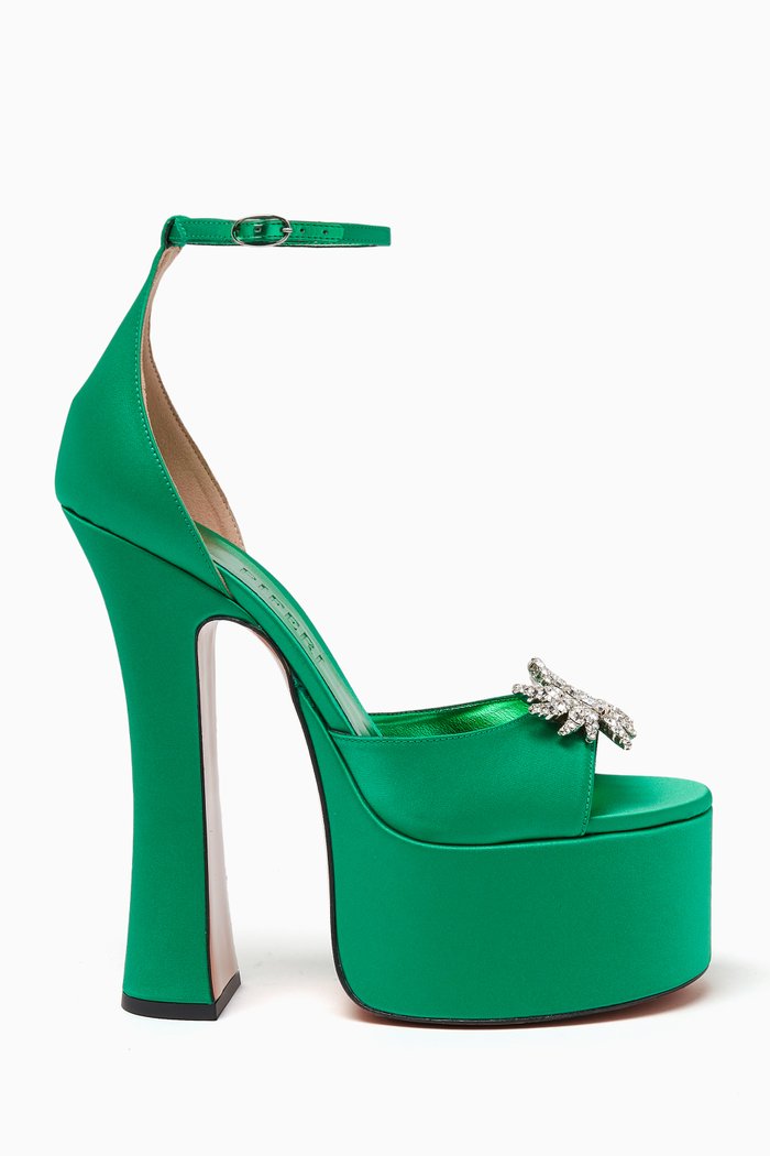 

Rosalia 165 Platform Heel Sandals In Satin, Green