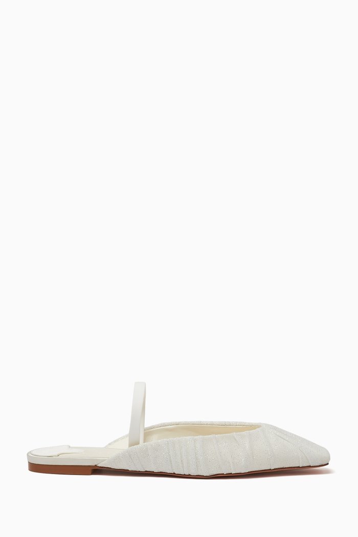 

Drizella Flat Slippers in Glitter Tulle & Satin, Neutral