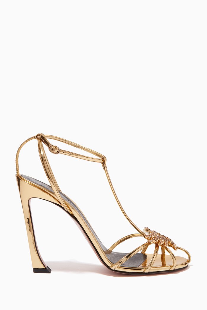 

Maggio 100 Sandals in Mirror Vegan Leather, Gold