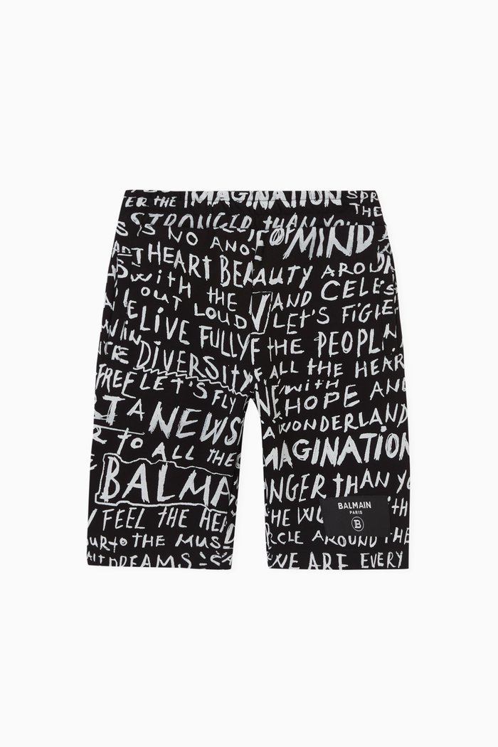 

All-over Print Shorts in Cotton, Black