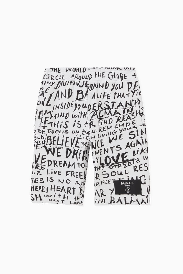 All-over Print Shorts in Cotton, White