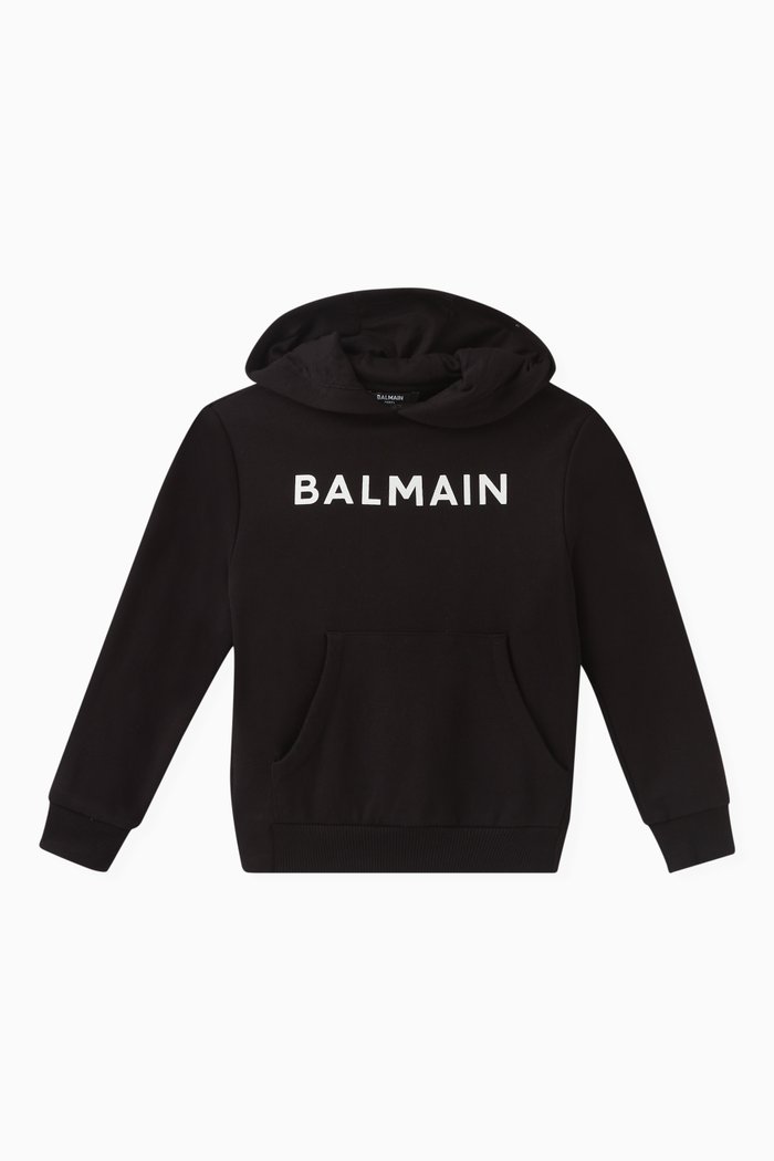 

Logo Print Hoodie in Cotton, Black