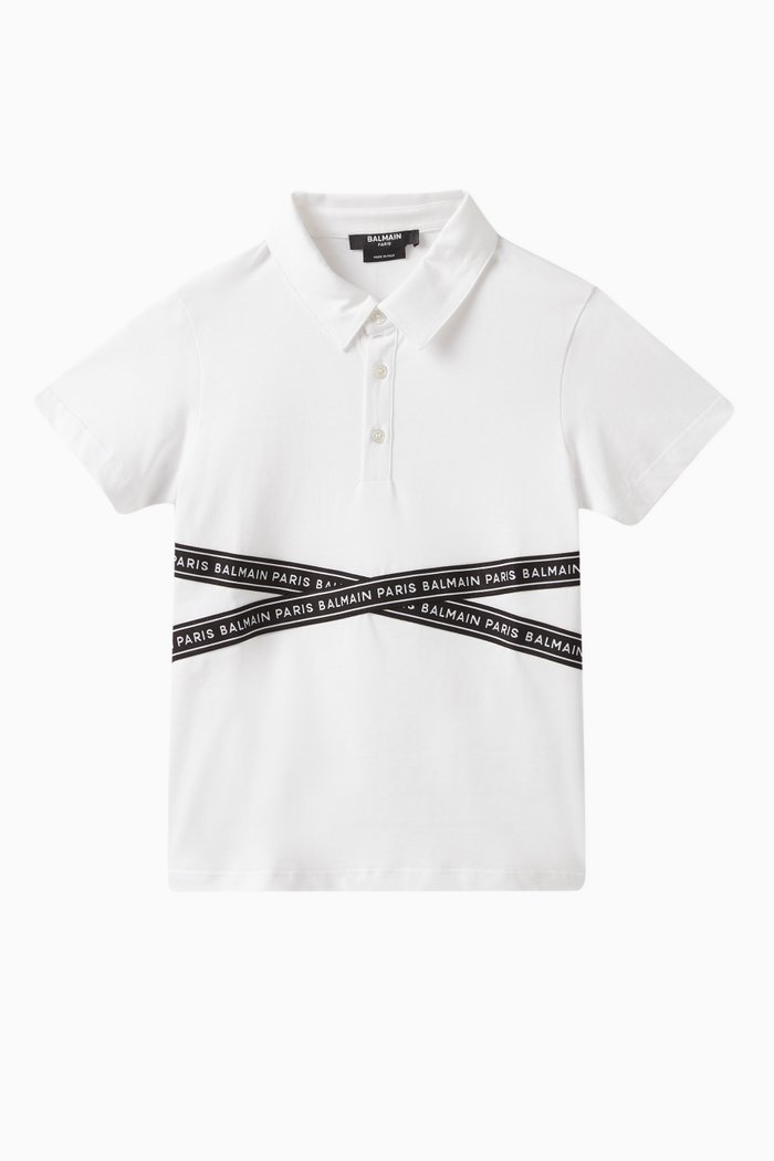 

Logo Tape Polo Shirt in Cotton, White