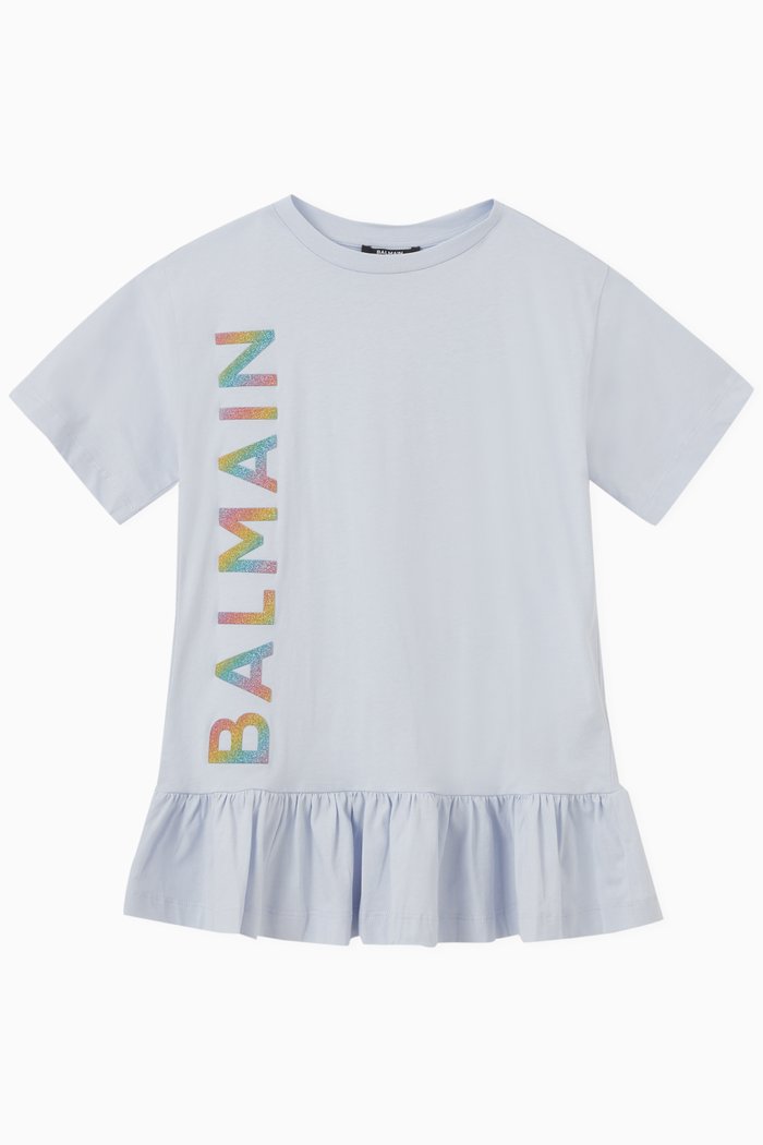 

Logo Print T-shirt Dress in Cotton, Grey