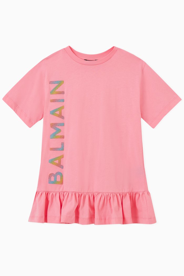 

Logo Print T-shirt Dress in Cotton, Pink