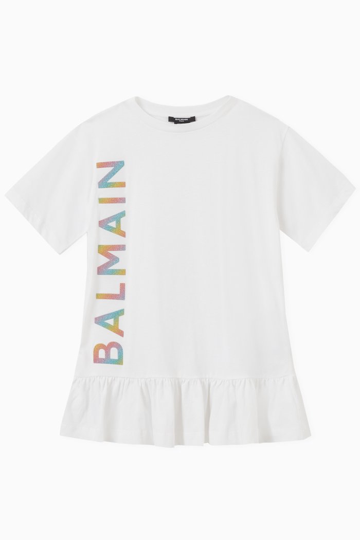 

Logo Print T-shirt Dress in Cotton, White
