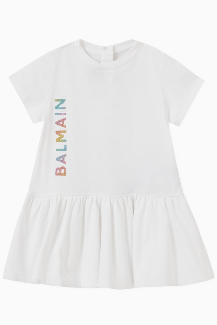 

Logo Print T-shirt Dress in Cotton, White