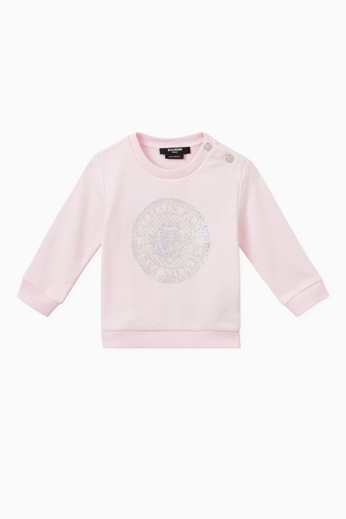 Logo Print Sweatshirt in Cotton, Purple