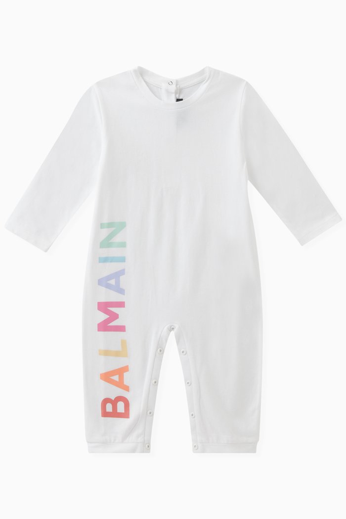 

Logo Print Romper in Cotton, White