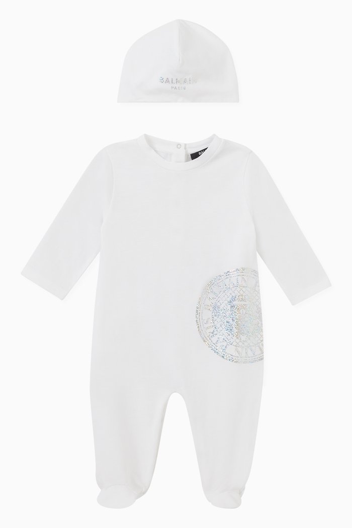 

Sleepsuit and Hat, Set of Two, White