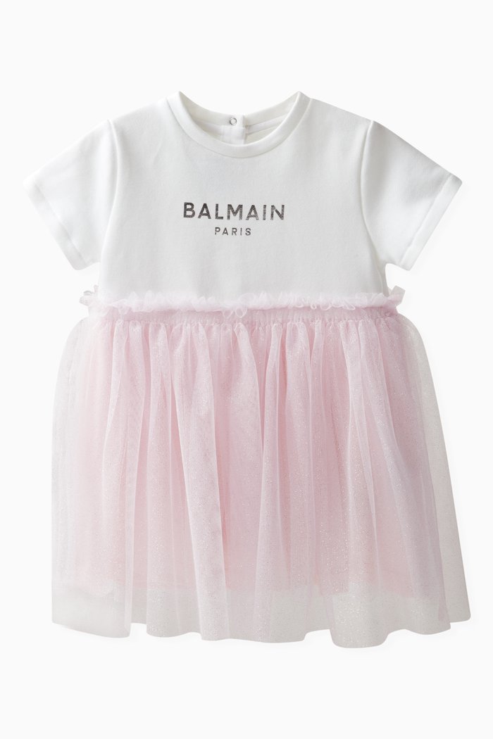

Logo Dress in Cotton & Tulle, Pink