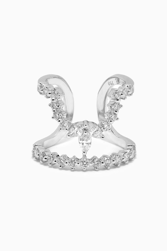Diamond Nail Ring in 18kt White Gold