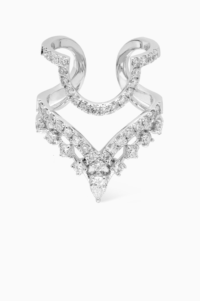 

Diamond Nail Ring in 18kt White Gold