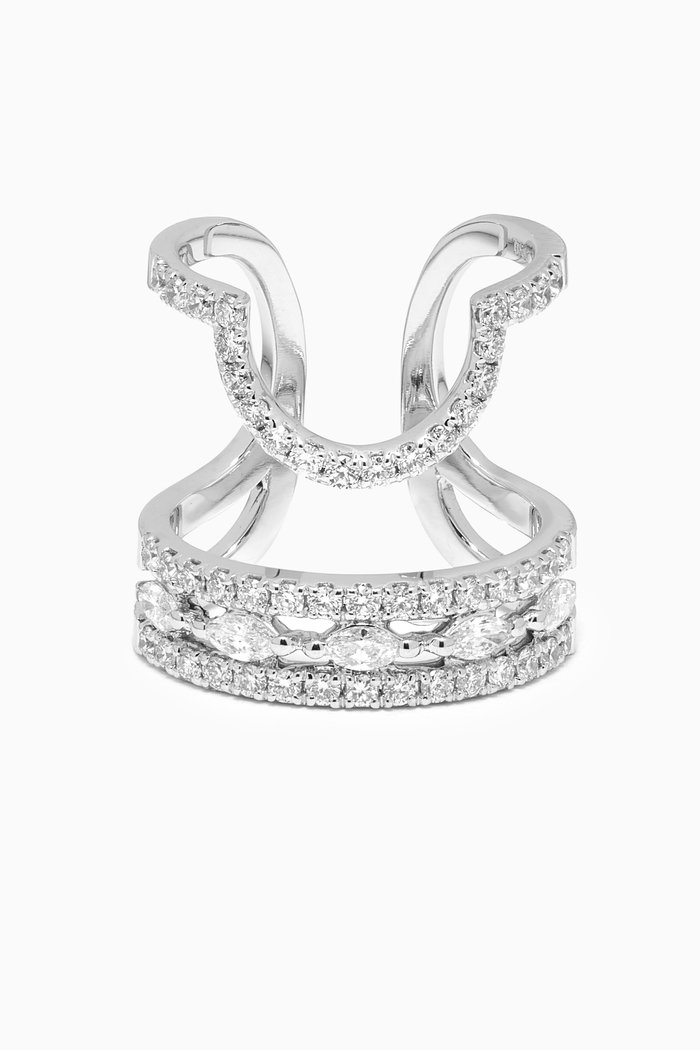 

Diamond Nail Ring in 18kt White Gold