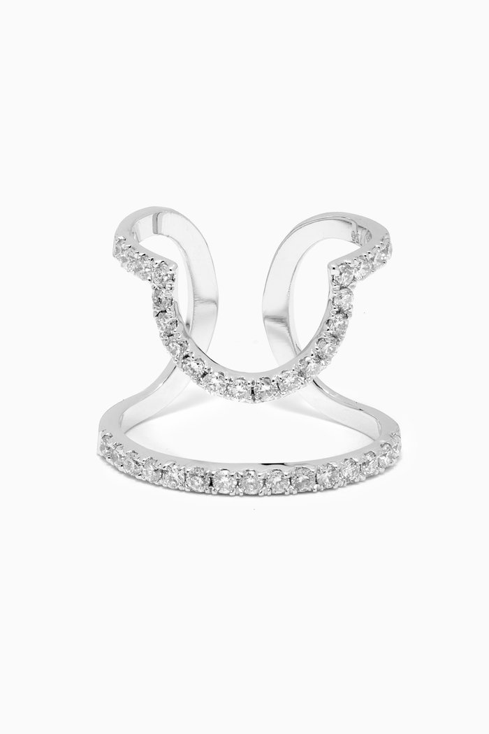 Diamond Nail Ring in 18kt White Gold