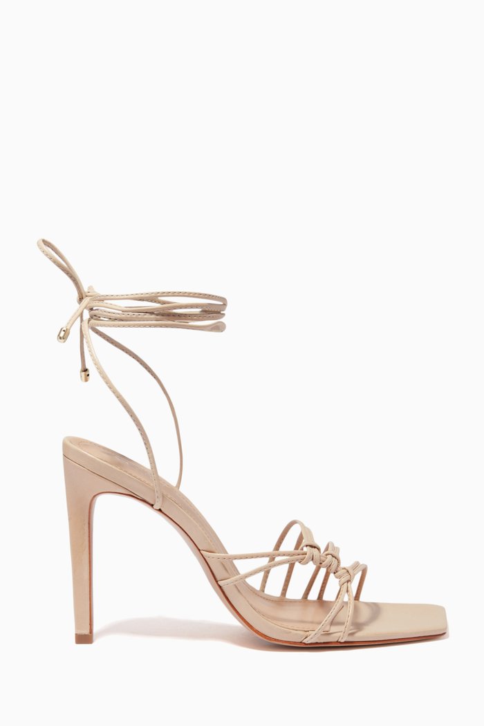 Lace-up Sandals in Leather, Neutral
