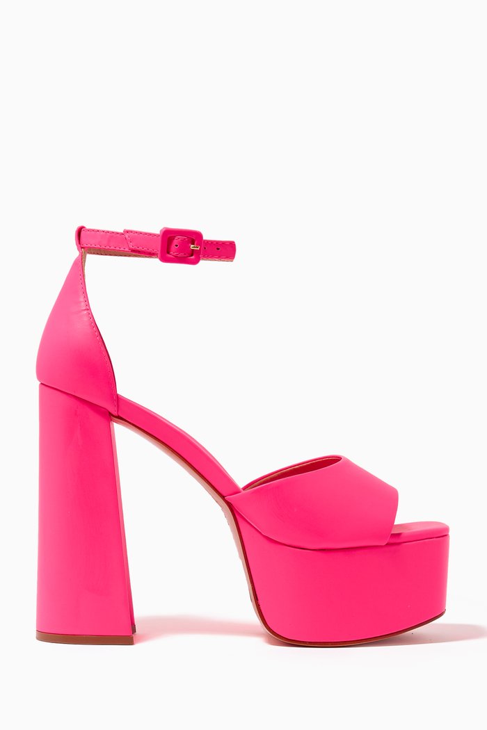 

Platform Sandals in Leather, Pink