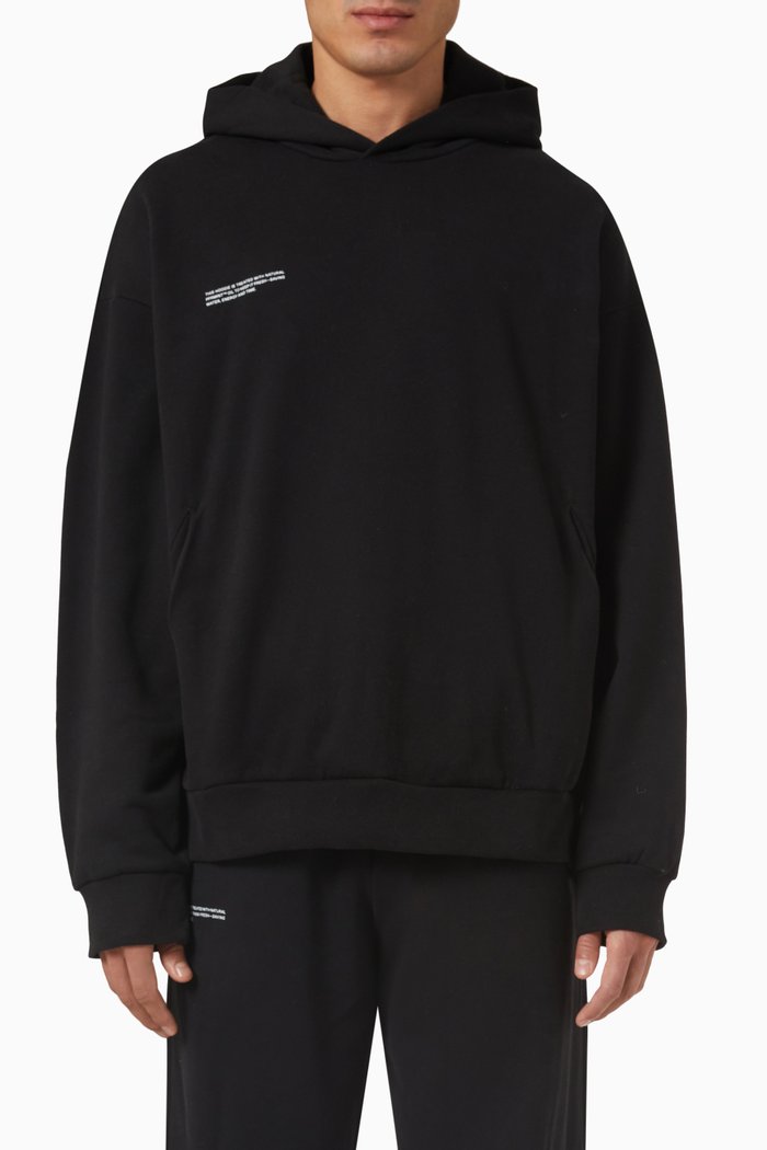 

365 Logo Printed Hoodie in Organic Cotton, Black