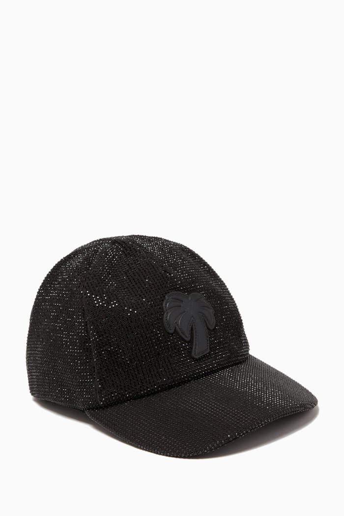 

Big Palm Cap in Rhinestone-embellished Cotton, Black