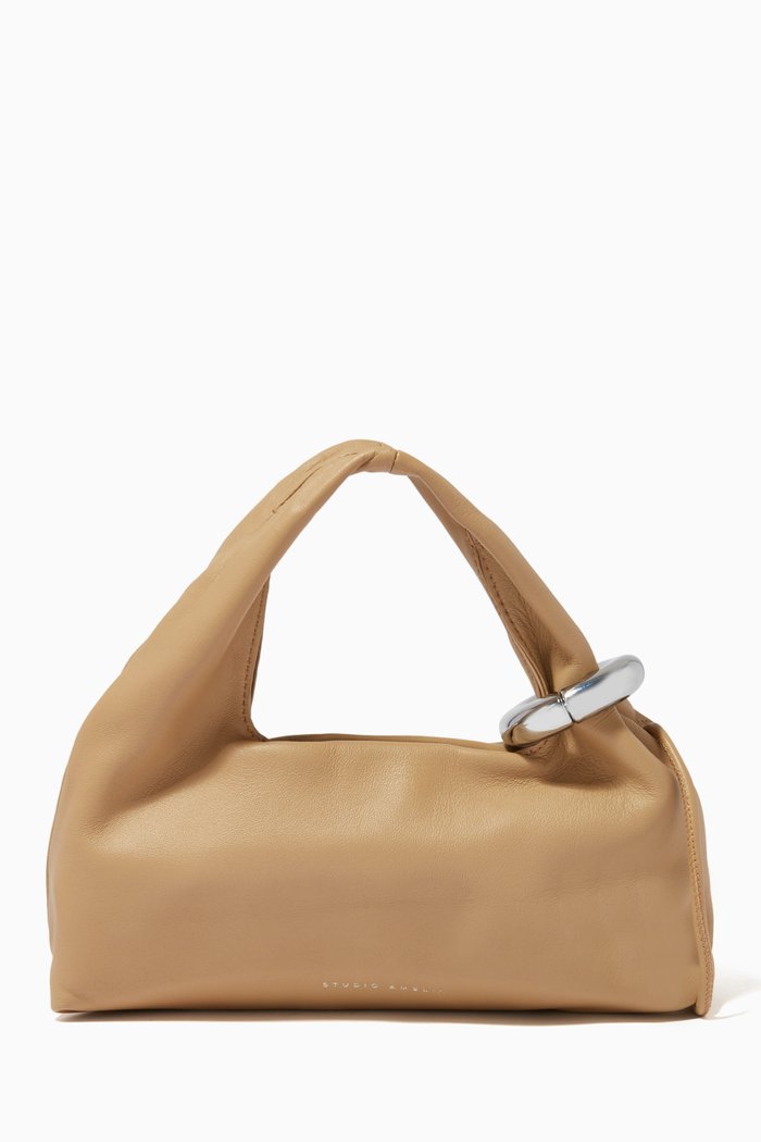 

Mini Helium Hobo Bag in Nappa Leather, Neutral