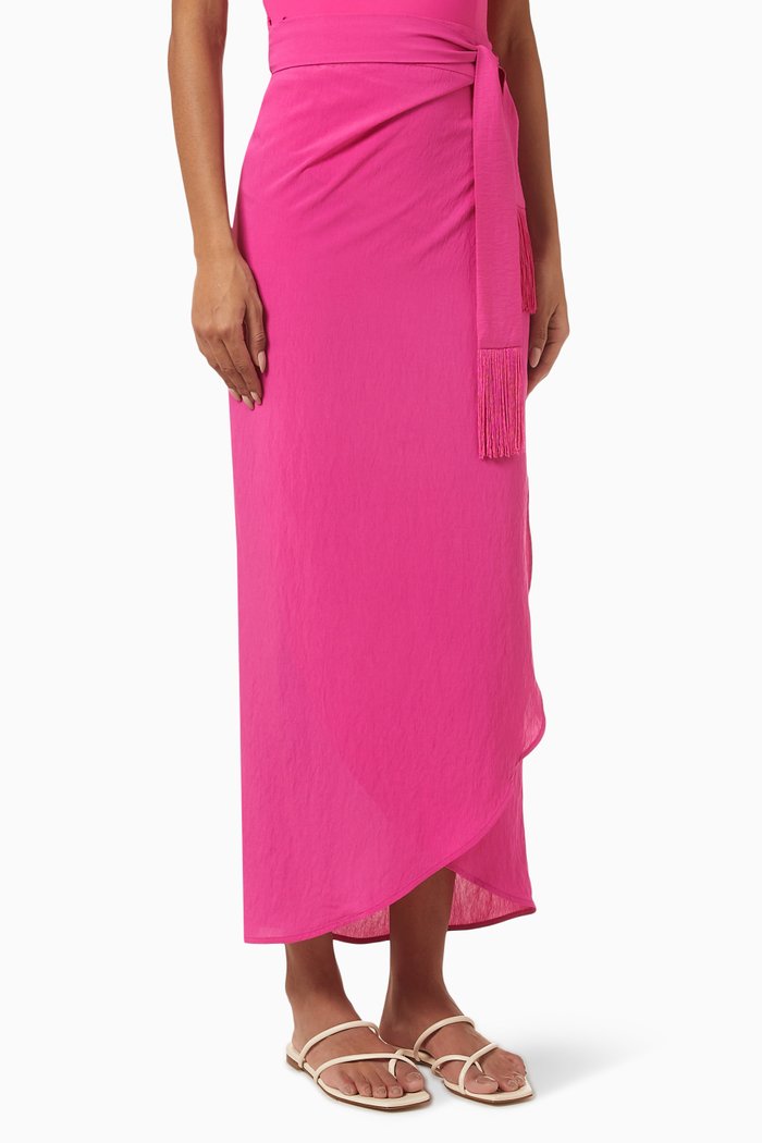 Denver Cover Up Sarong Skirt in Rayon Blend, Pink
