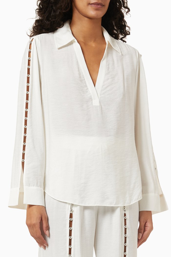 

Stormy Beaded Cover Up Top in Rayon Blend, Neutral