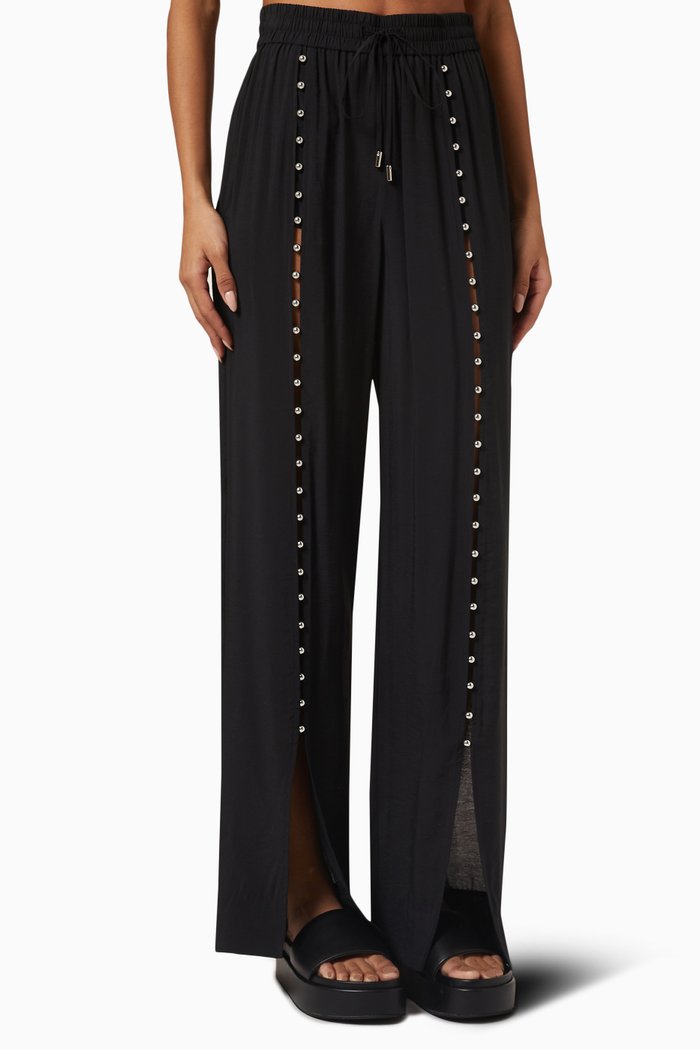 

Khalida Beaded Cover Up Pants in Rayon Blend, Black
