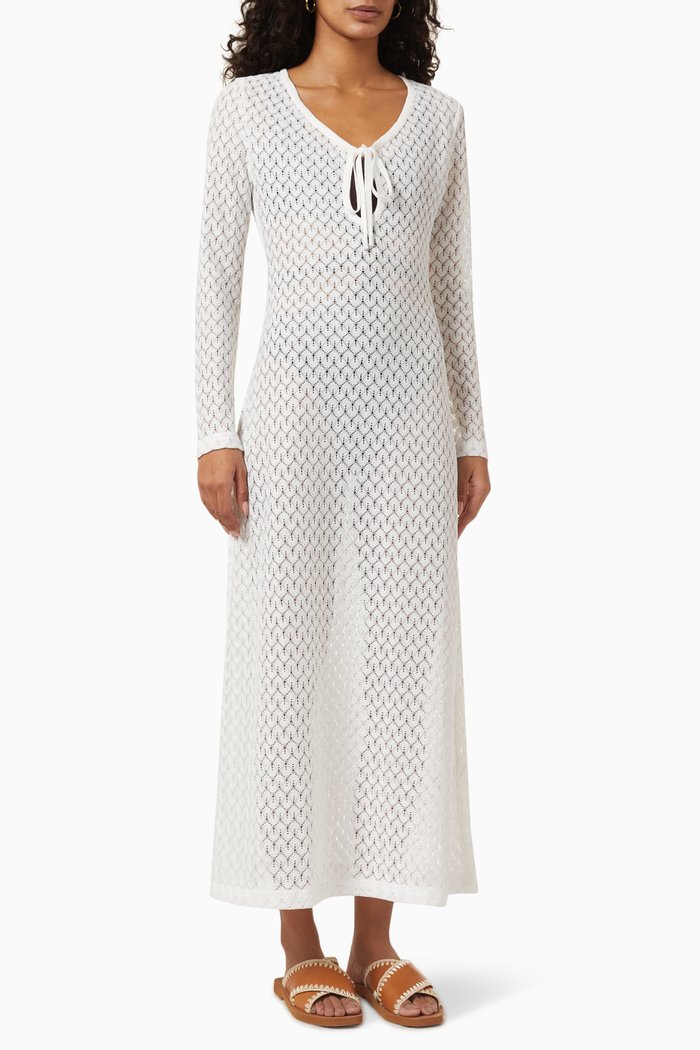 

Domingo Cover Up Dress in Crochet Lace, White