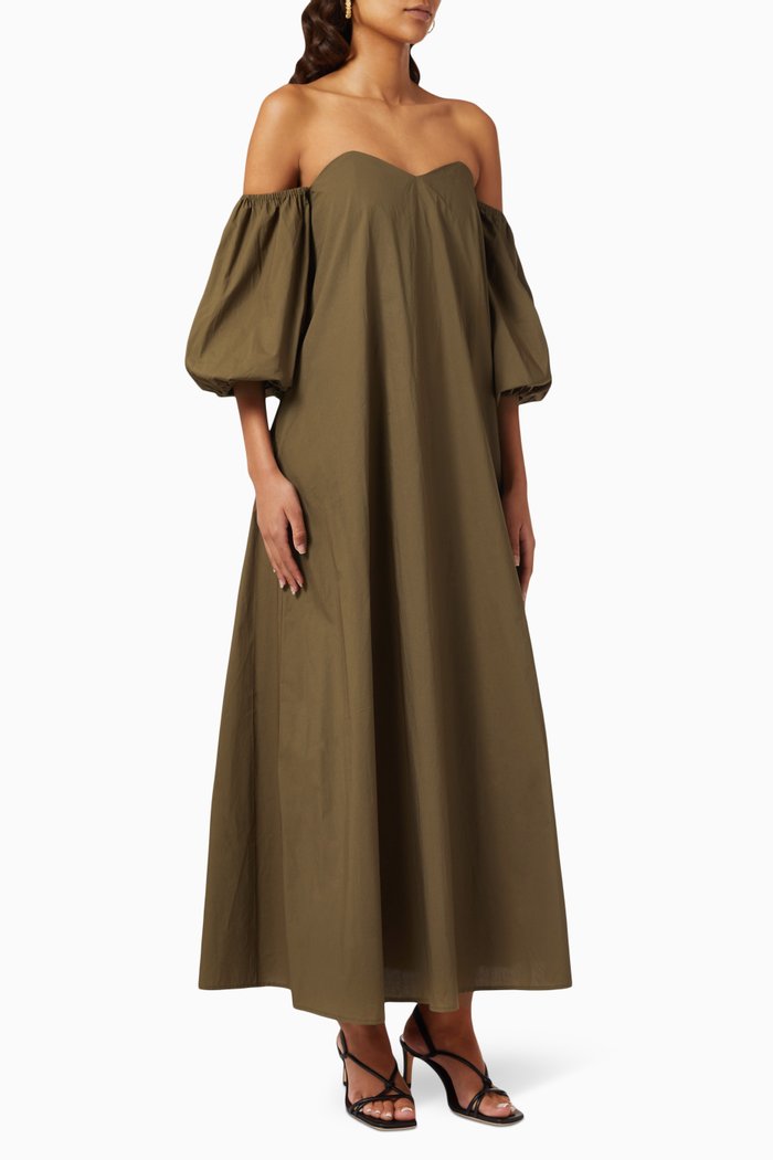 

Cruz Maxi Dress in Cotton Polin, Green