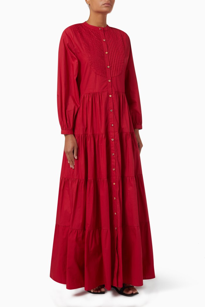 

Lilith Maxi Dress in Cotton Polin, Red