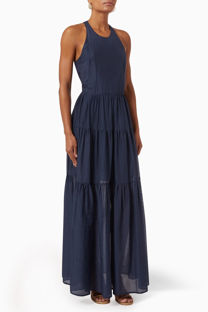 

Emmeline Maxi Dress in Cotton Blend, Blue