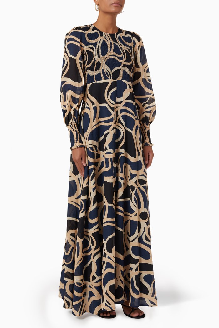 

Sunset Maxi Dress in Cotton Voile, Blue