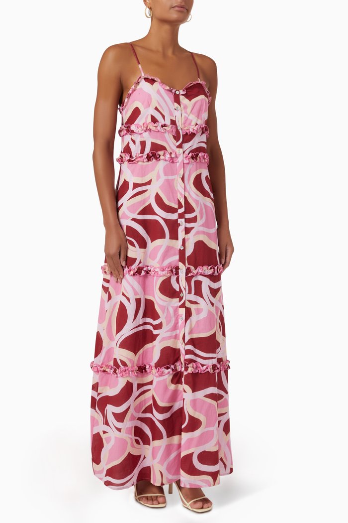 

Connie Maxi Dress in Cotton Blend, Pink