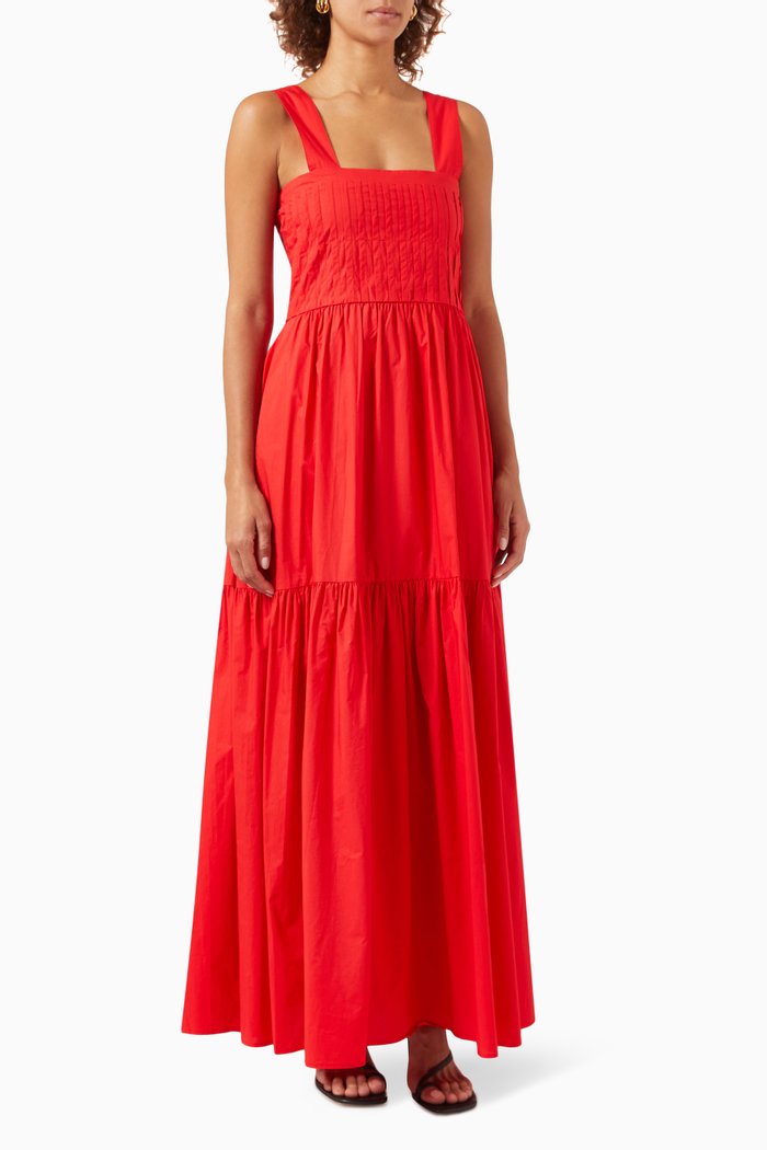 

Penelope Maxi Dress in Cotton-voile, Red
