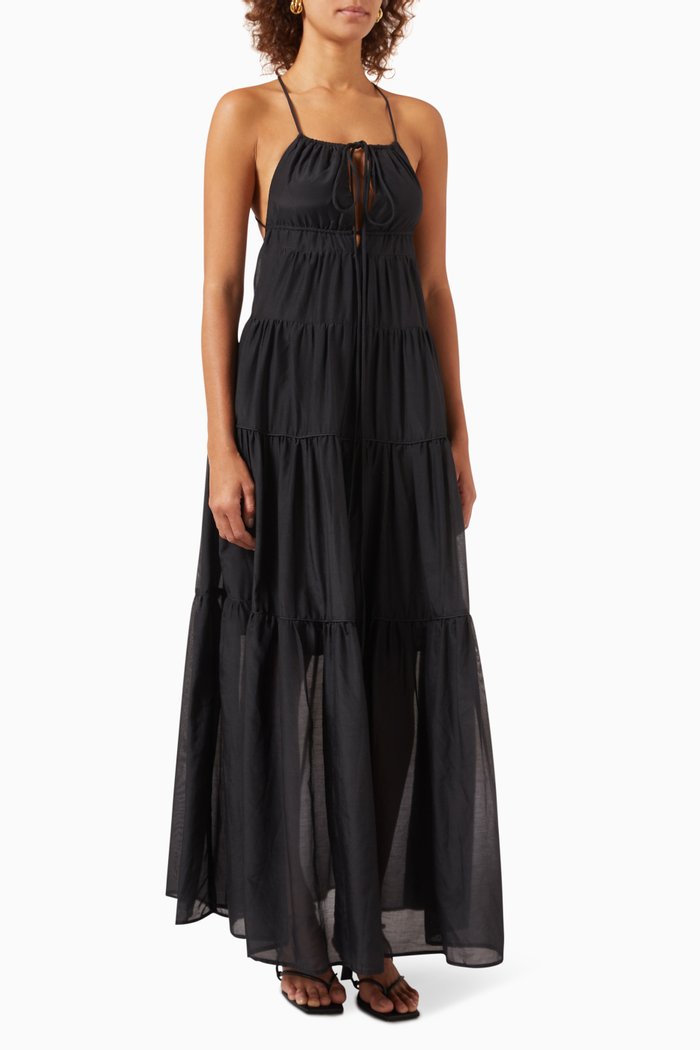 

Lolita Maxi Dress in Cotton-silk, Black
