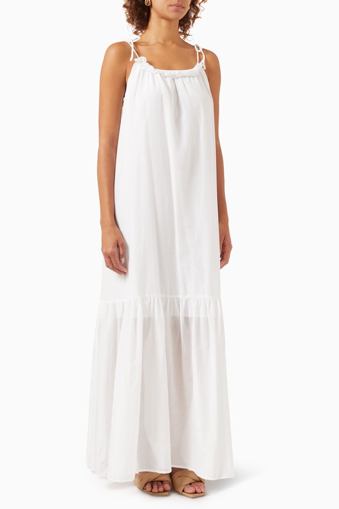

Bowie Maxi Dress in Cotton-silk, White