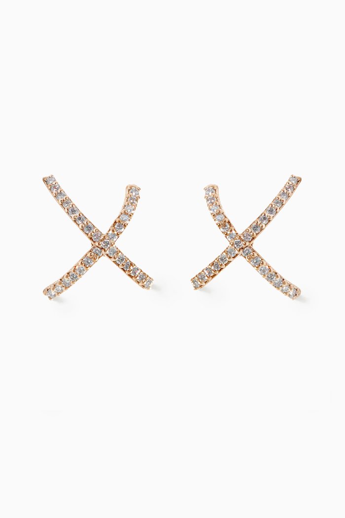 

Diamond Cross Over Hoop Earrings in 18kt Rose Gold